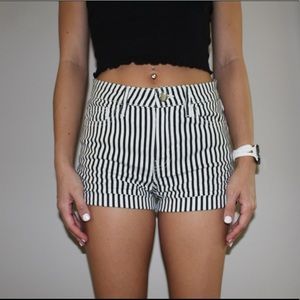 H&M Black & White Striped Shorts